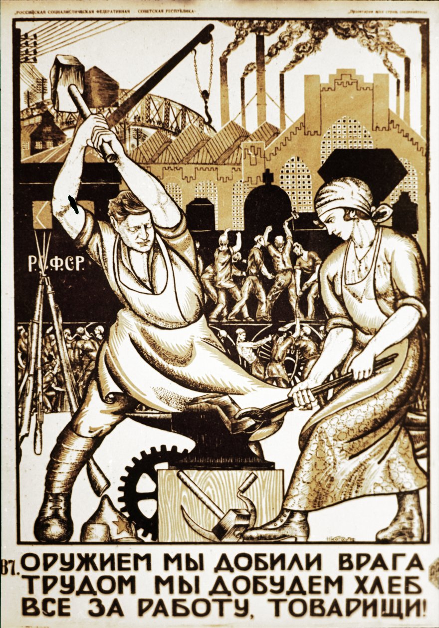 Soviet Propaganda Poster from the 1920s: With Weapons We Beat the